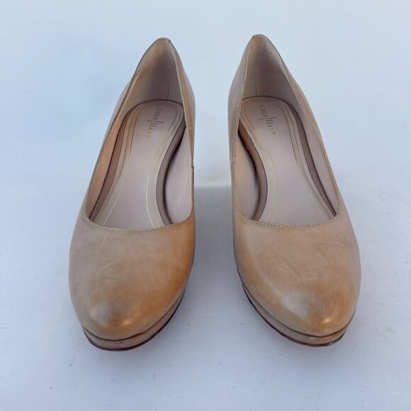 Cole Haan Chelsea Low Pump Heels Nude Tan Classic Leather Sandstone 9 - Picture 6 of 13